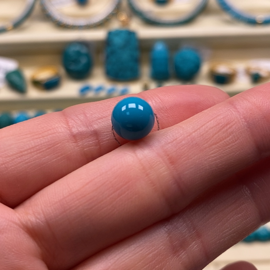 绿松石未镶嵌珠宝奇石直径8.7圆珠