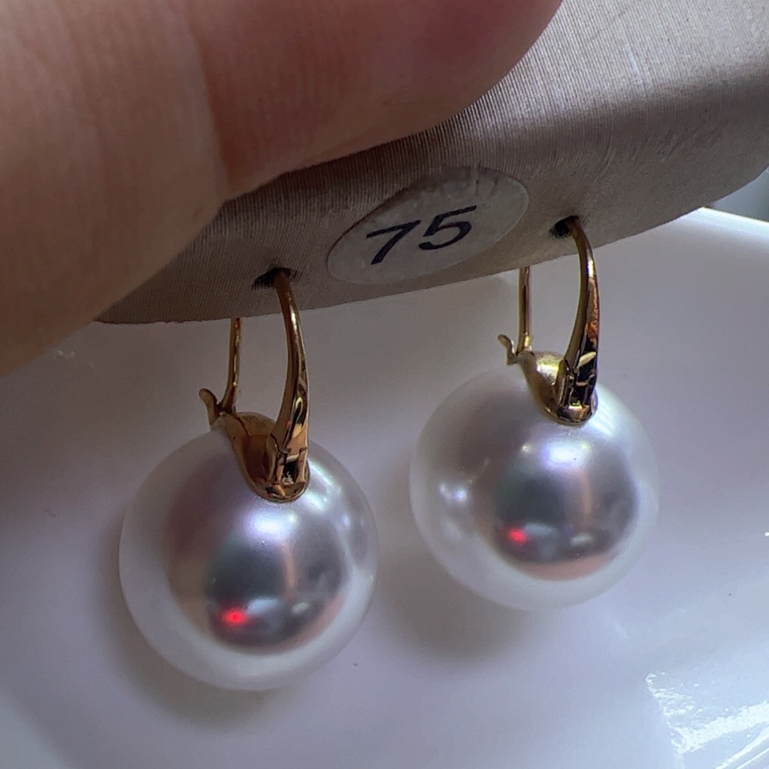 淡水珍珠耳饰18K金镶嵌