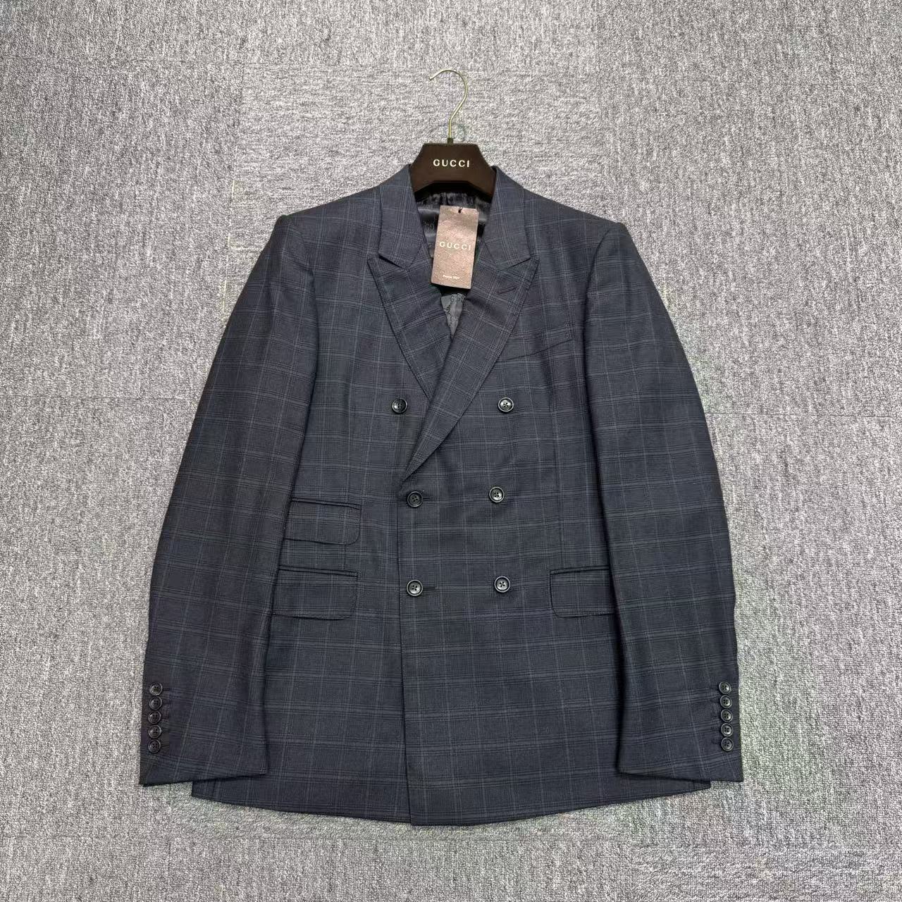 全新未使用 GUCCI/古驰 格纹西装外套/50/编码14439