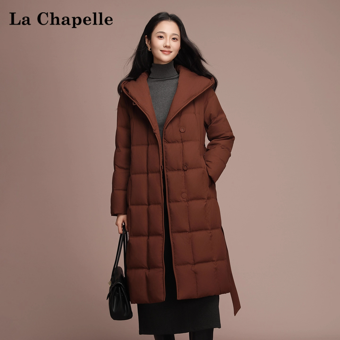La Chapelle/拉夏贝尔长款羽绒服秋冬过膝加厚保暖外套上衣6140