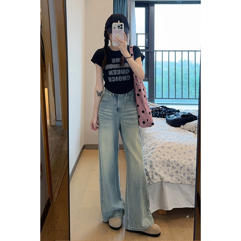 【高质量运费险】2025夏季美式复古牛仔裤女宽松显瘦百搭时尚显瘦