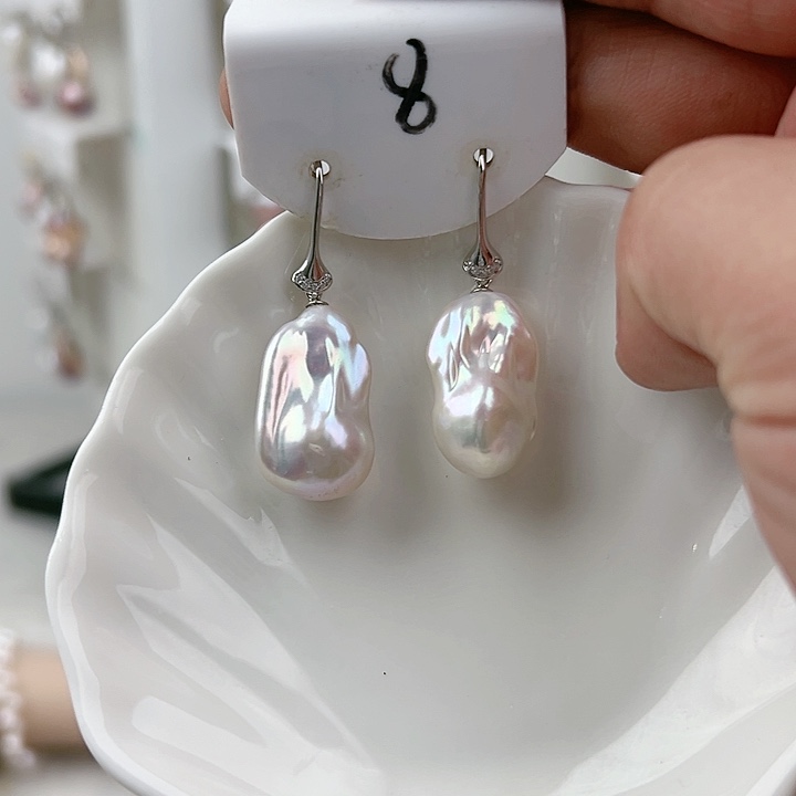 银S925镶嵌耳饰淡水珍珠夏**猫