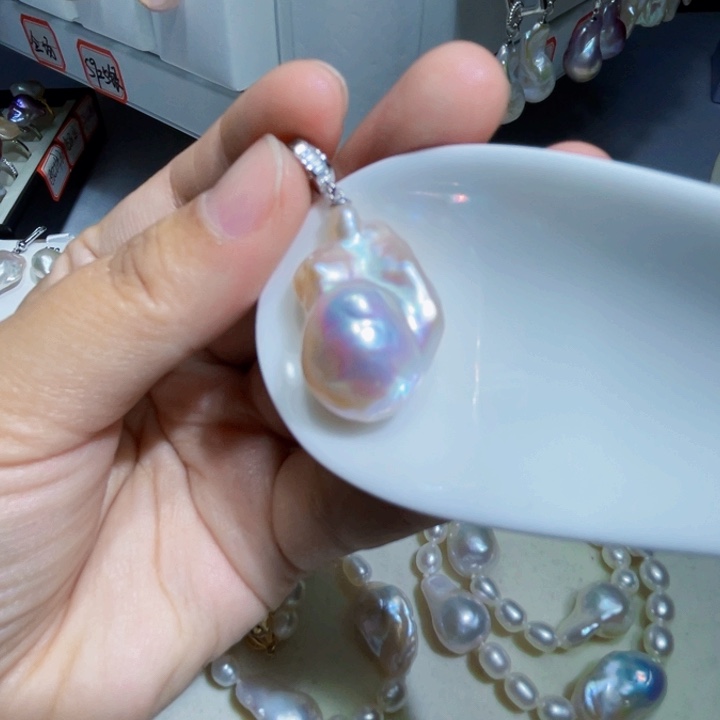 淡水珍珠吊坠(不含链)银S925镶嵌?*风