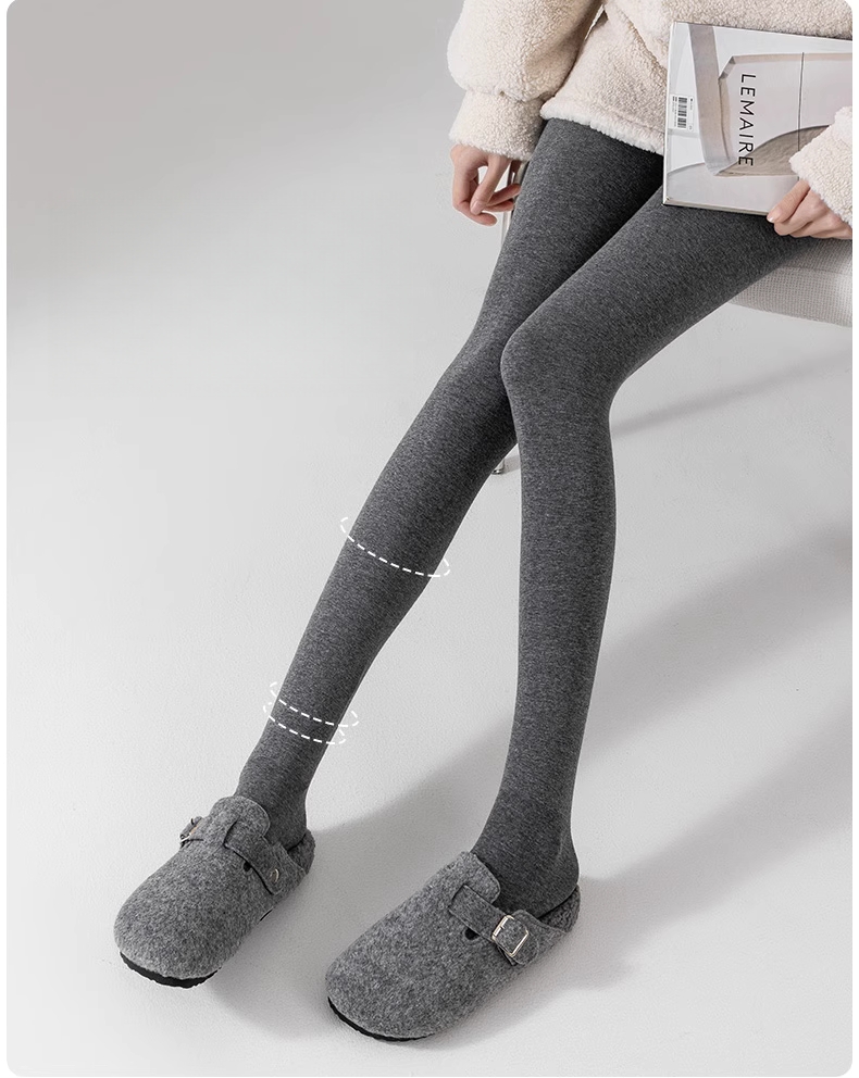 400克打底袜女冬季加绒加厚灰色棉质连脚打底袜子