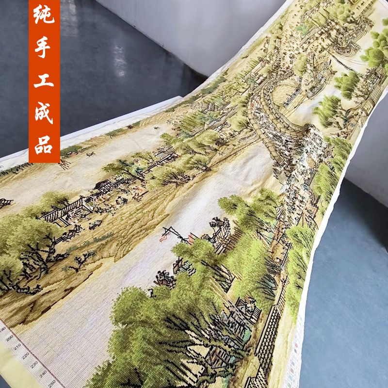 清明上河图十字绣成品不带框纯手工出售绣好2023新款客厅四大名画
