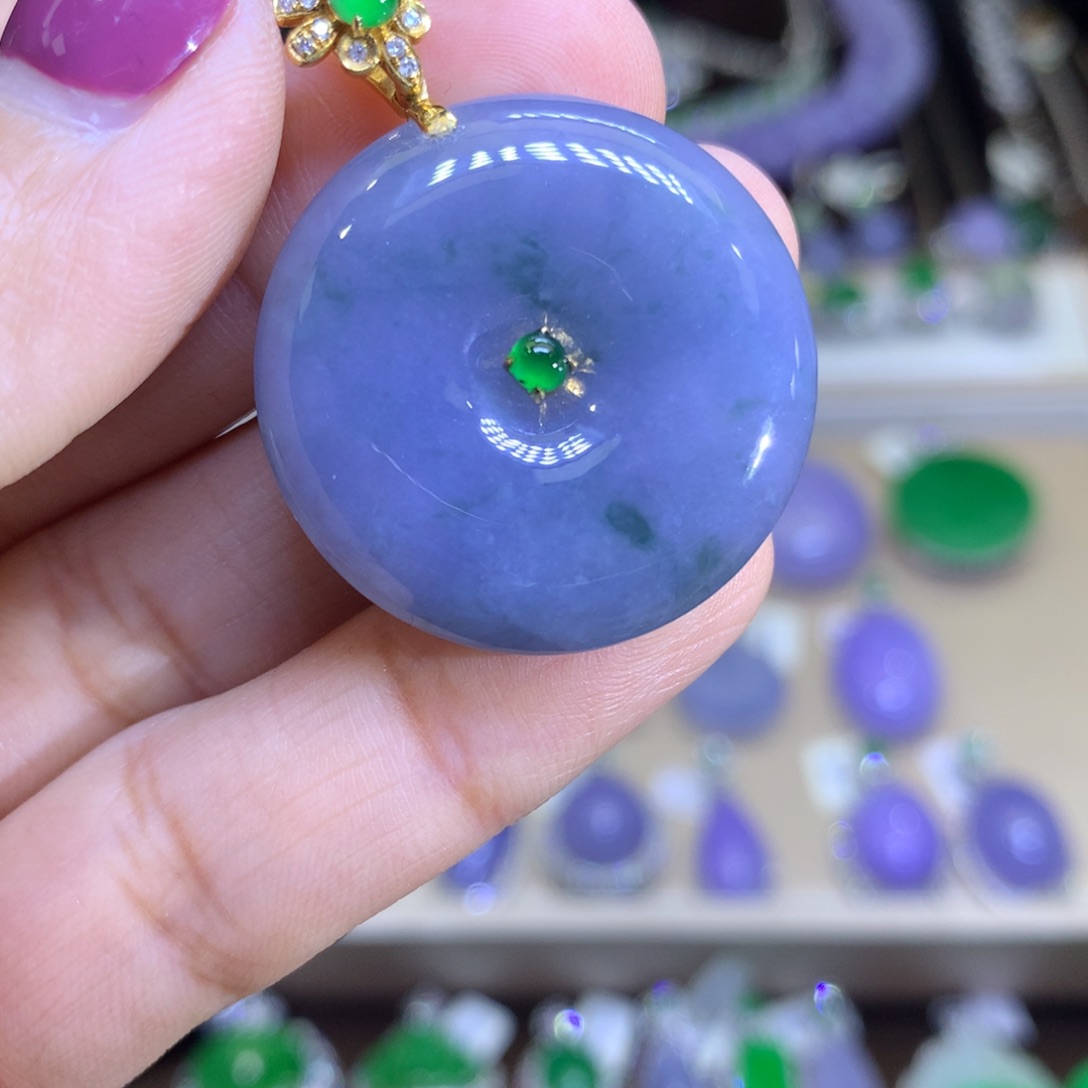 翡翠耳饰18K金镶嵌翡翠