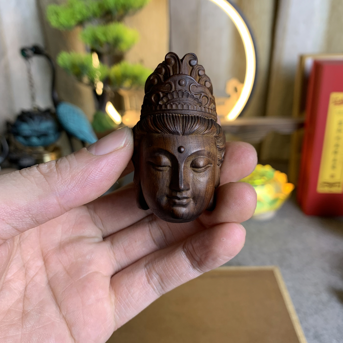 高货哦 太行崖柏雷击木5.9x3.6观音头手把件车挂装饰（配绳子）