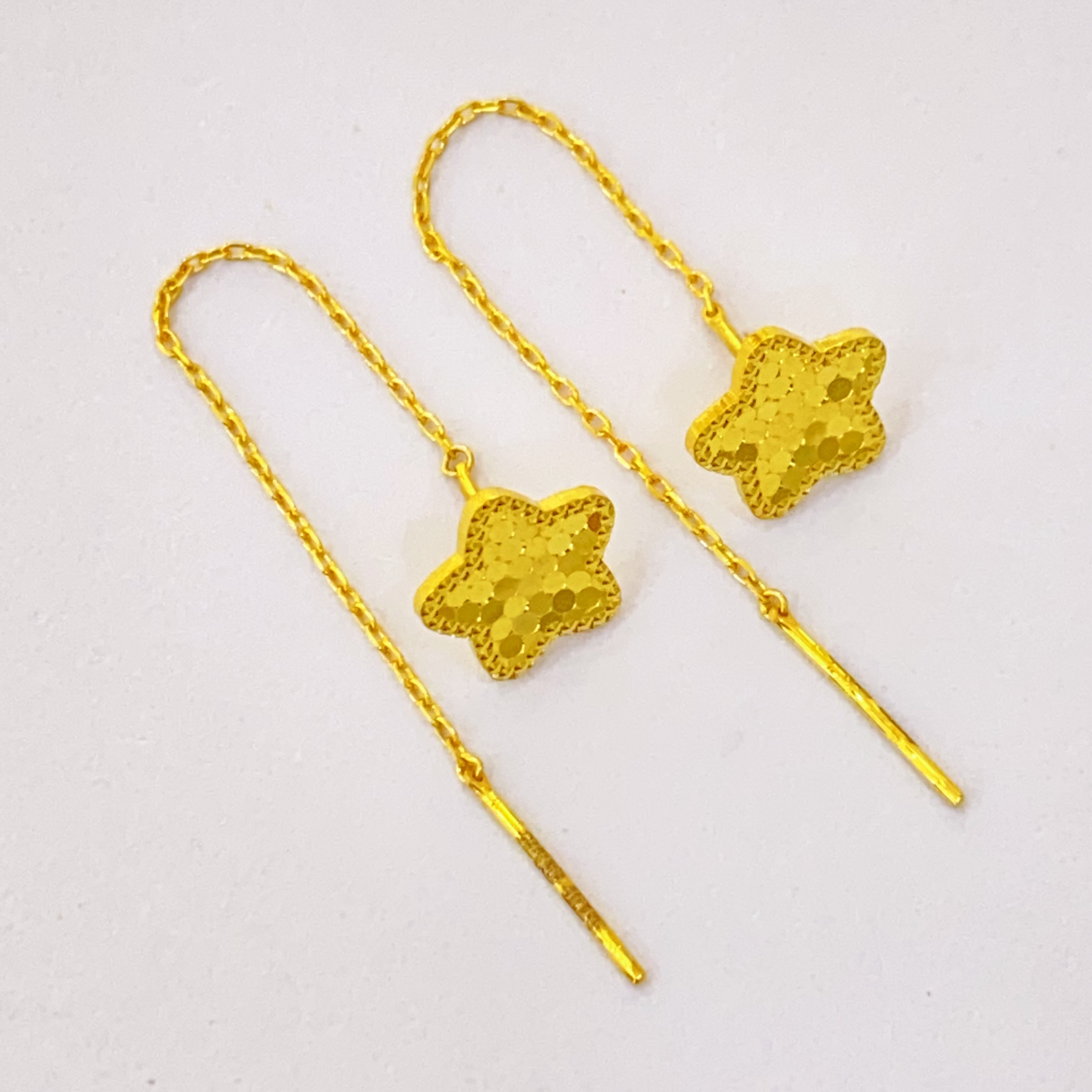 足金999时尚5G工艺龙鳞五角星时尚百搭耳线耳饰1.79g