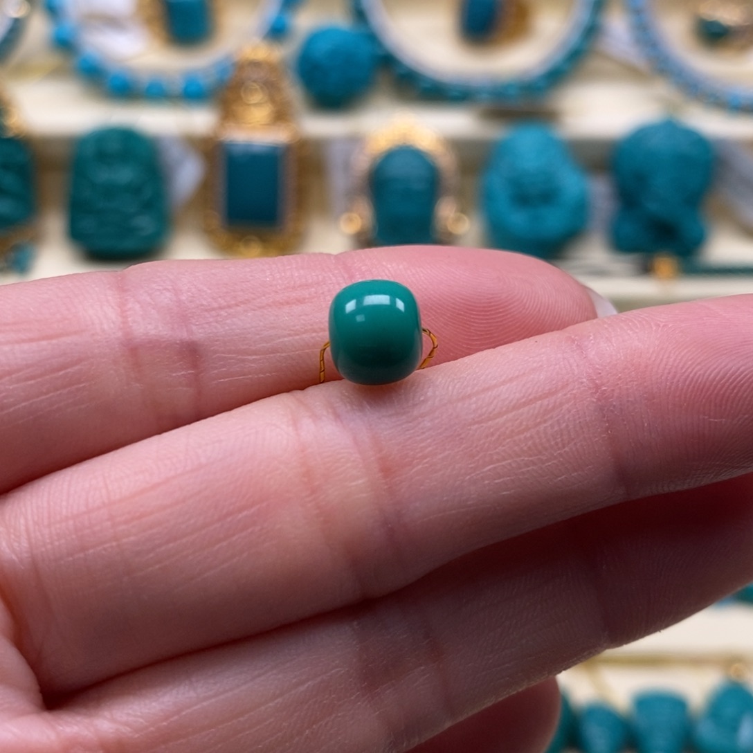 绿松石珠宝奇石未镶嵌直径7.7×6.7