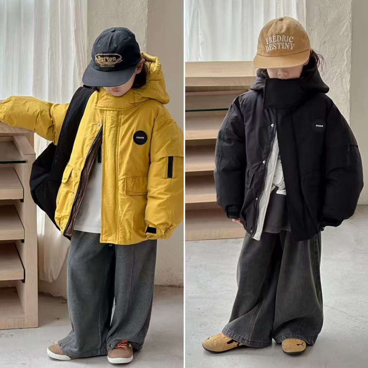 【嘟妈童装】青少年冬季加厚连帽外套中大童加棉冲锋衣保暖棉服8008