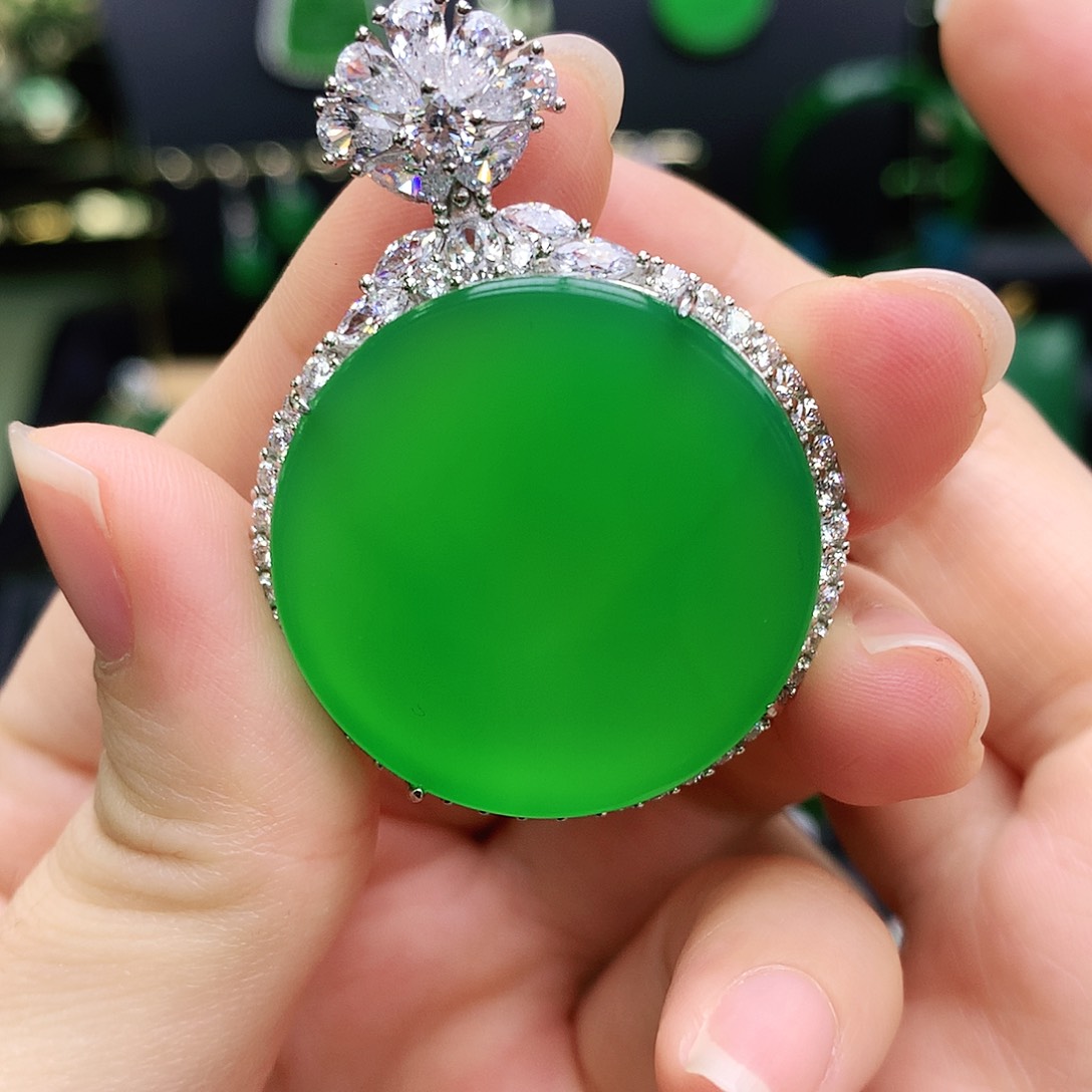 玛瑙/玉髓银S925镶嵌吊坠