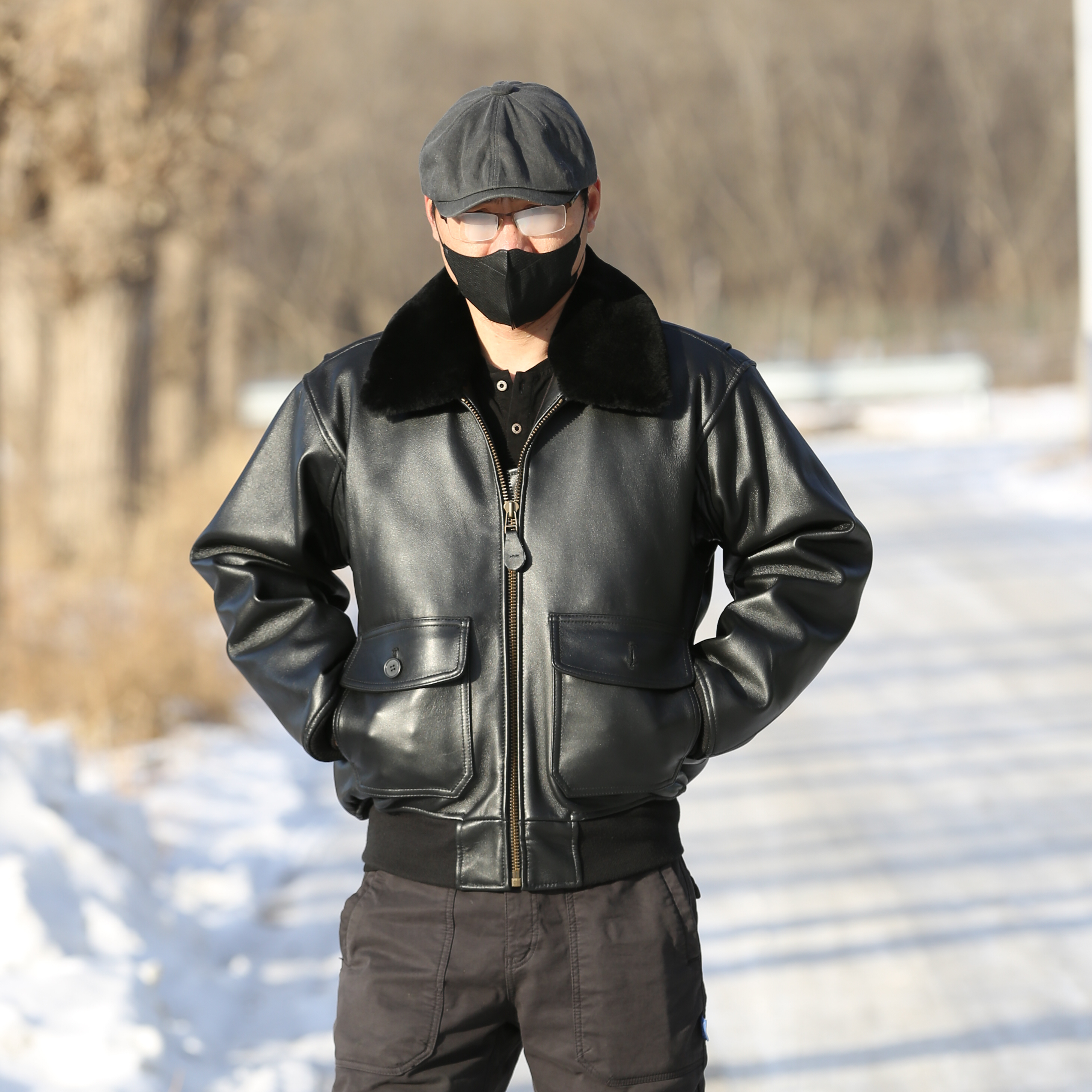 男款无标G1飞行员夹克加肥加大绵羊皮潮流美式保暖翻领冬款