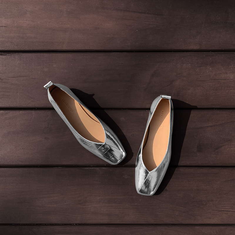 LOU SHOYER单鞋女原创小众设计感瓢鞋复古方头浅口软皮平底奶奶鞋