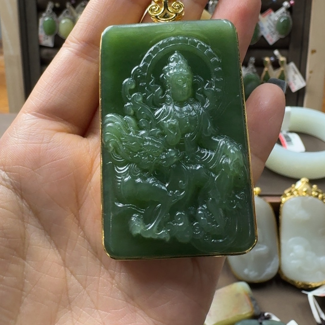 和田玉银S925镶嵌吊坠(不含链)