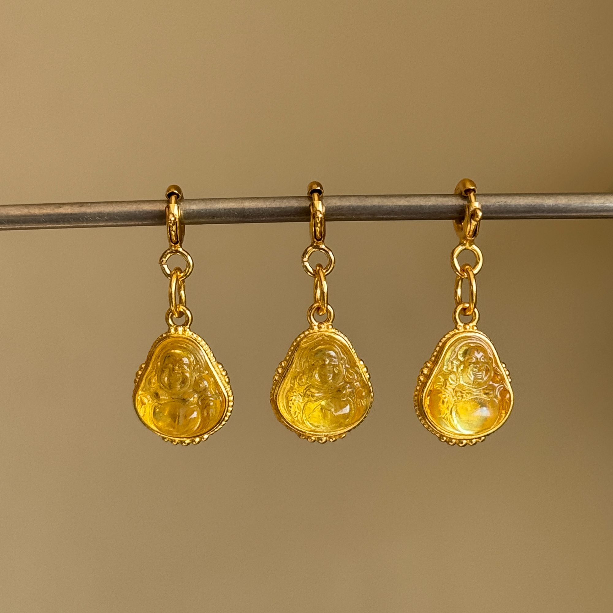 【吉殊珠宝】开怀·天然琥珀佛公小滴溜S925银多用款