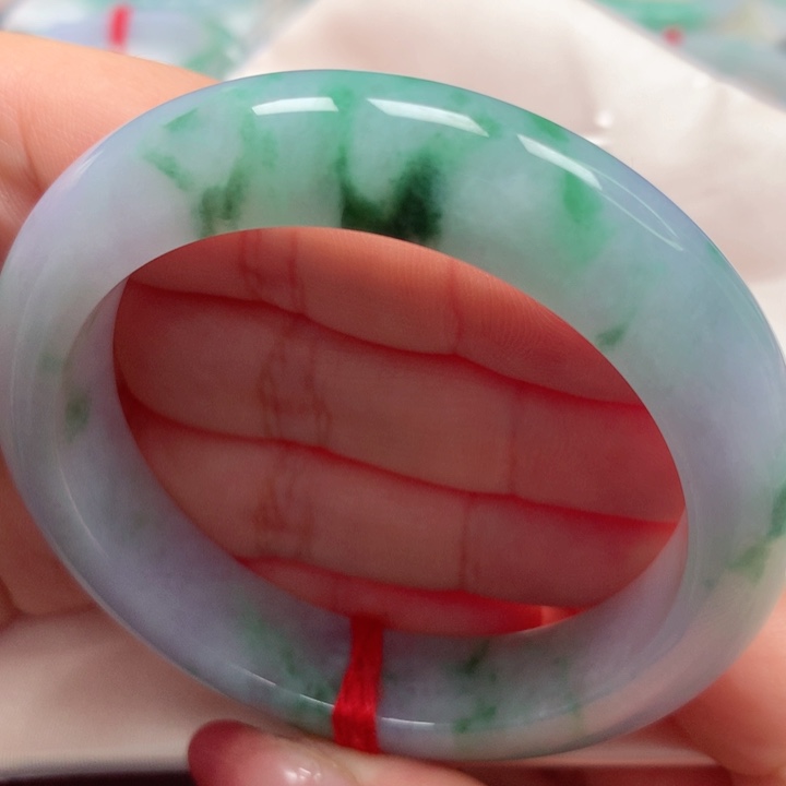 翡翠手镯未镶嵌紫飘花46