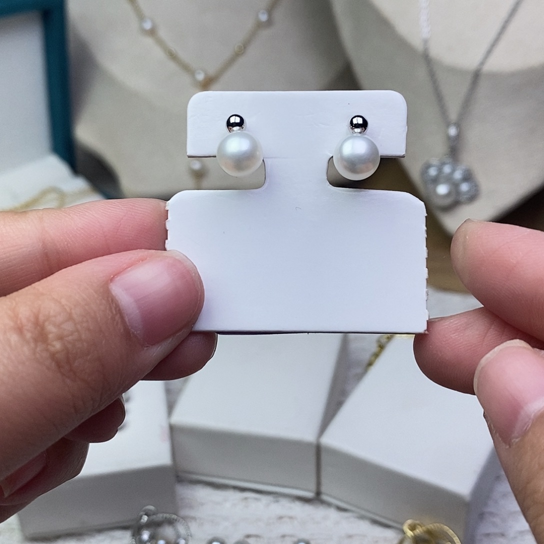 银S925镶嵌耳饰淡水珍珠