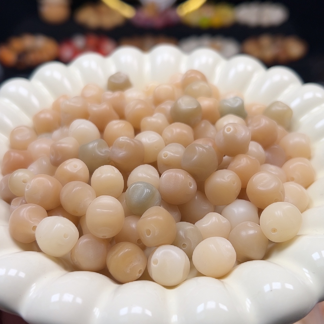 菩提根/象牙果手串微瑕卡12肉粉胖星星40颗