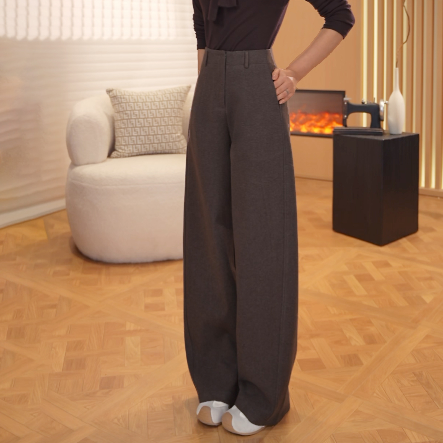 【窄版弯刀裤】秋冬厚款糯感休闲裤高级百搭保暖弯刀直筒阔腿裤