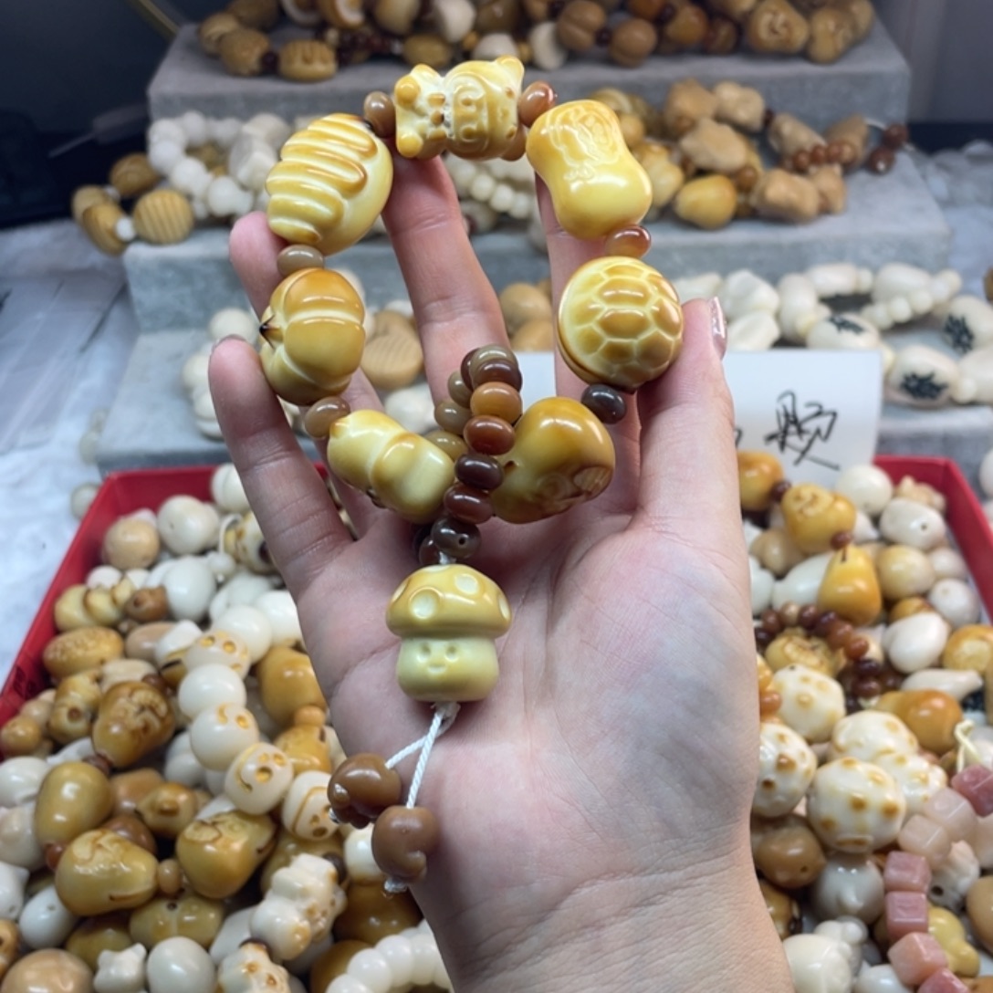 菩提根/象牙果吊坠微瑕象牙果小卡手串 有富甲蘑菇滴流