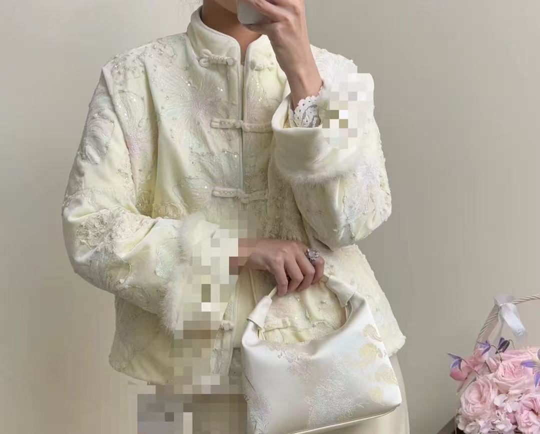 【倩倩】8176新中式提花国风高级感盘扣国风羽绒外套已直播间为准