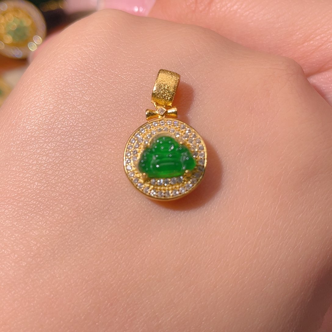 翡翠银S925镶嵌吊坠(不含链)