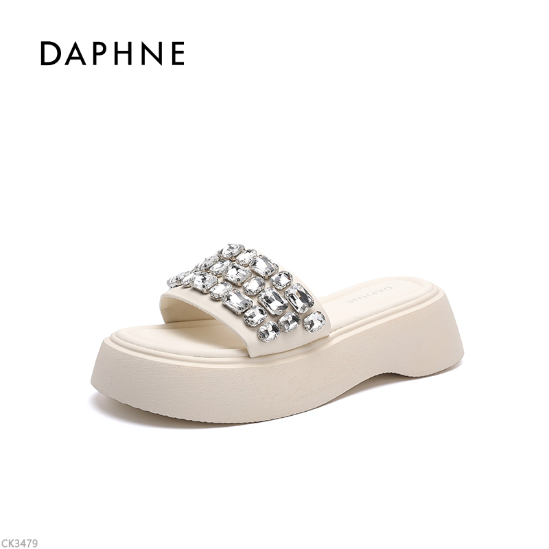 达芙妮2025夏季新款仙女风水钻厚底时尚百搭外穿沙滩一字拖凉鞋L