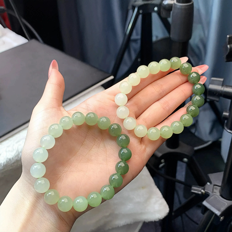 和田玉J10渐变手串单圈简约女士和田玉珠子多色多样性发其一