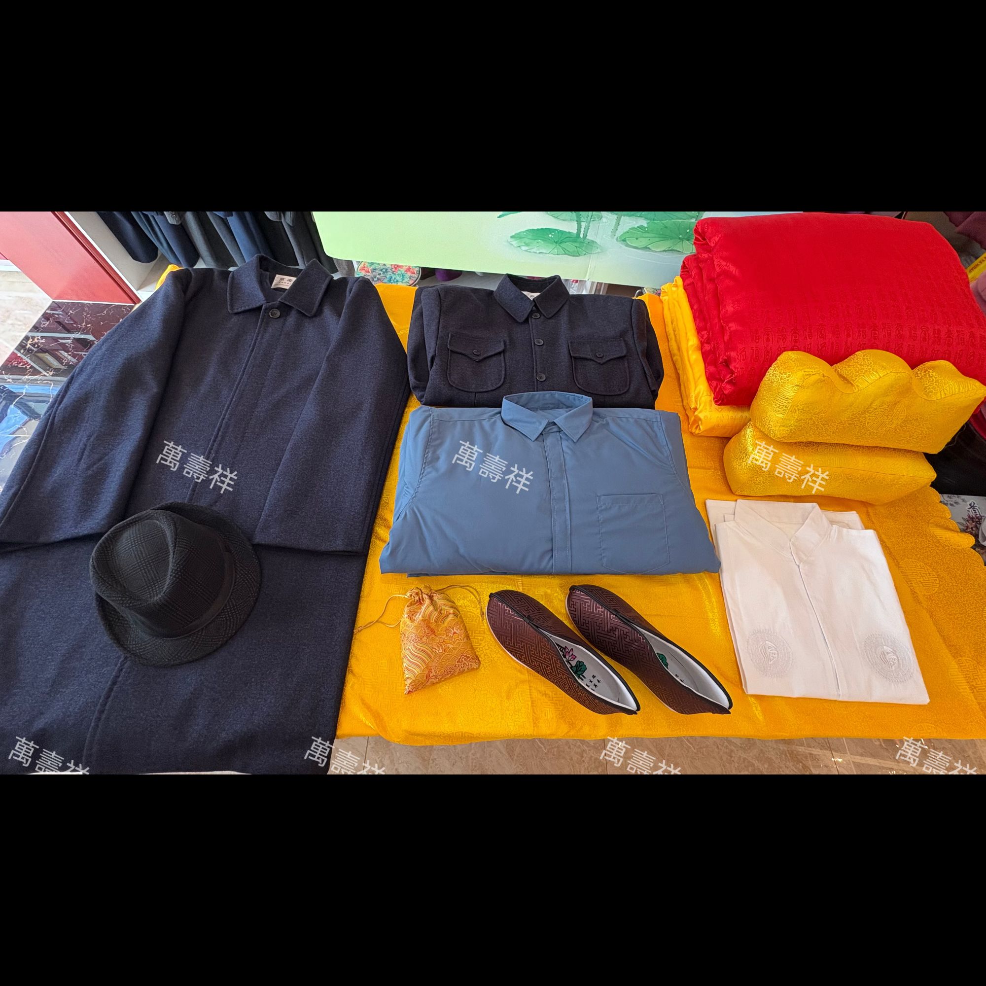 （萬壽祥）男款 中山装全套（下单前联系客服，可调换颜色图案）