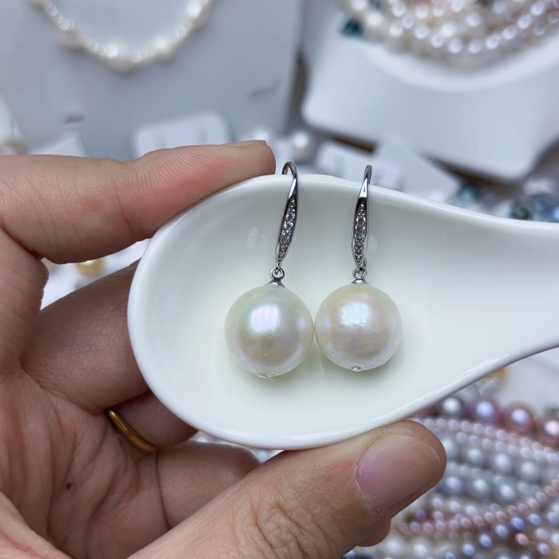 淡水珍珠耳饰银S925镶嵌