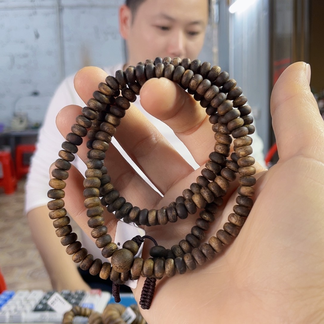 沉香手串棋楠乌身算盘珠长串0.6/15克多样性发一