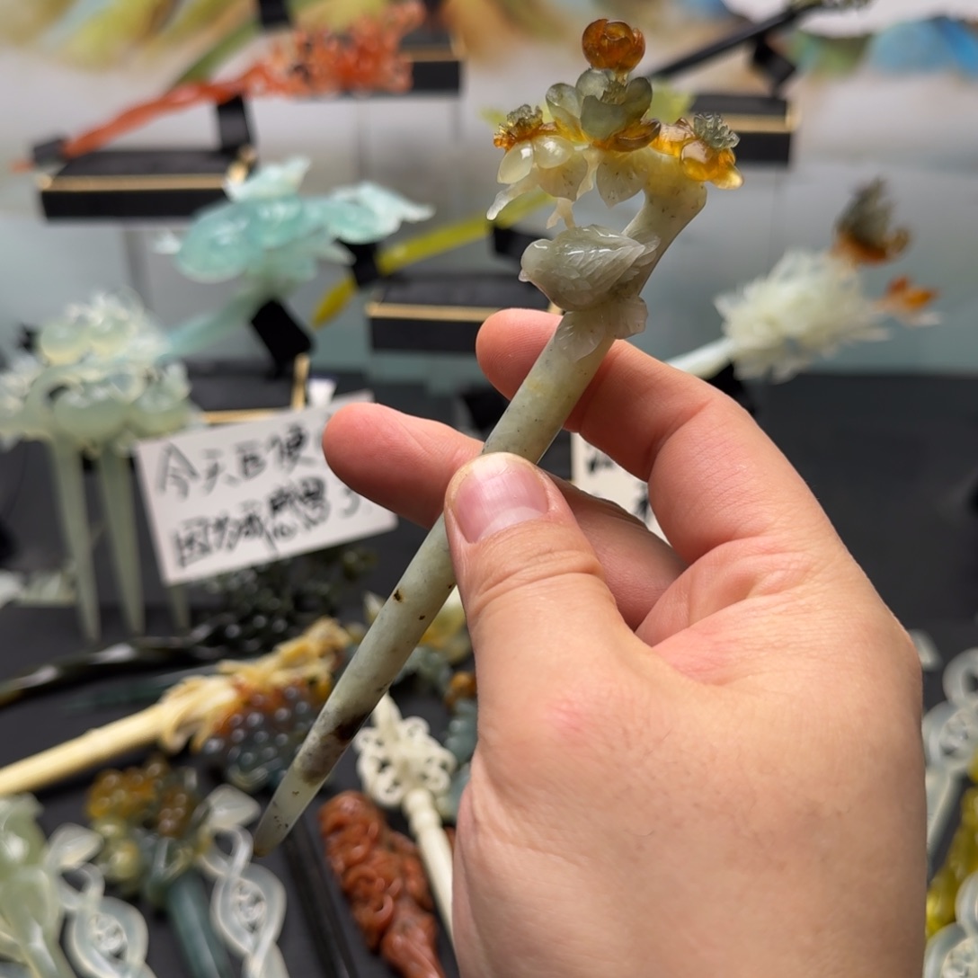 岫玉发饰未镶嵌明君玉簪就是好看