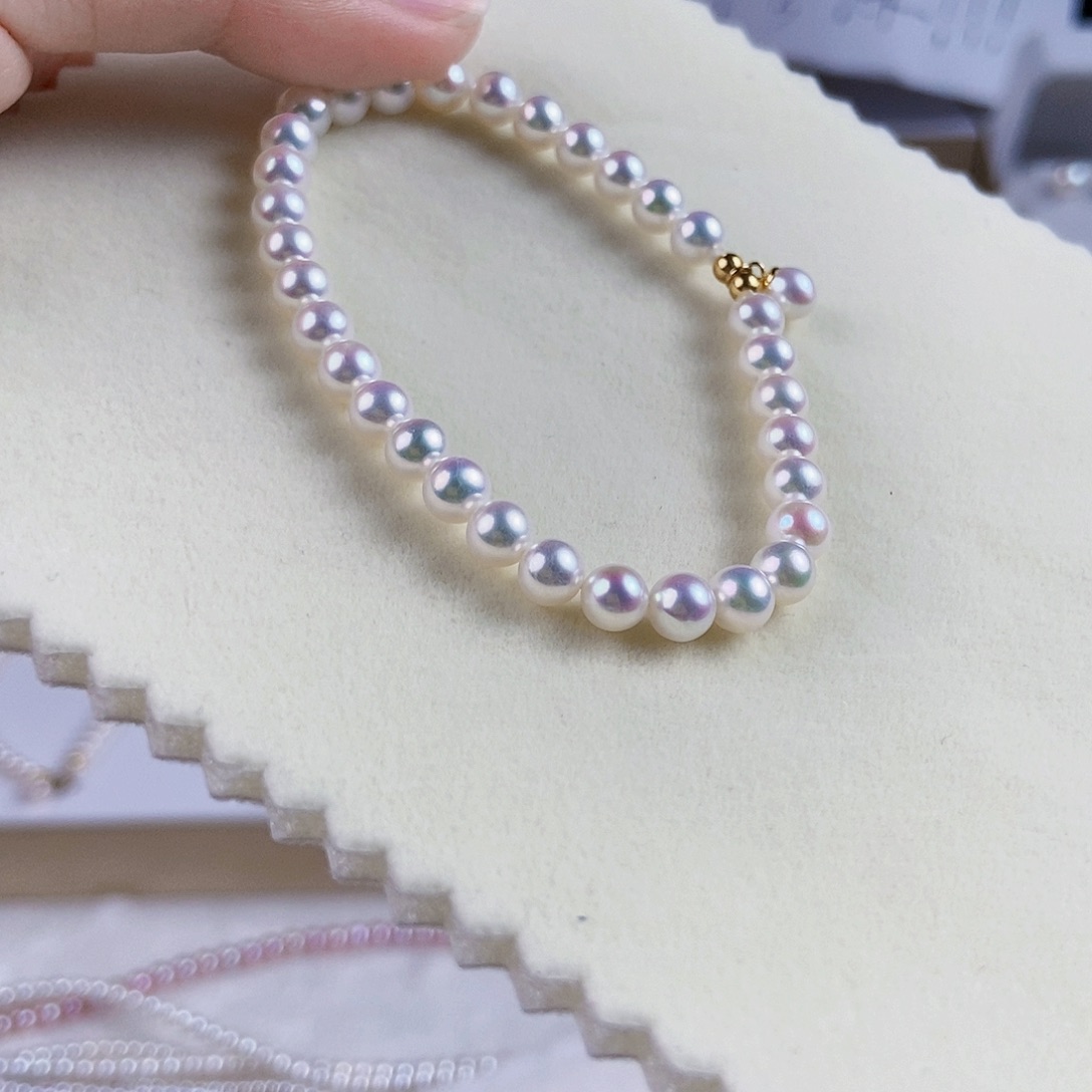 淡水珍珠手绳18K金镶嵌