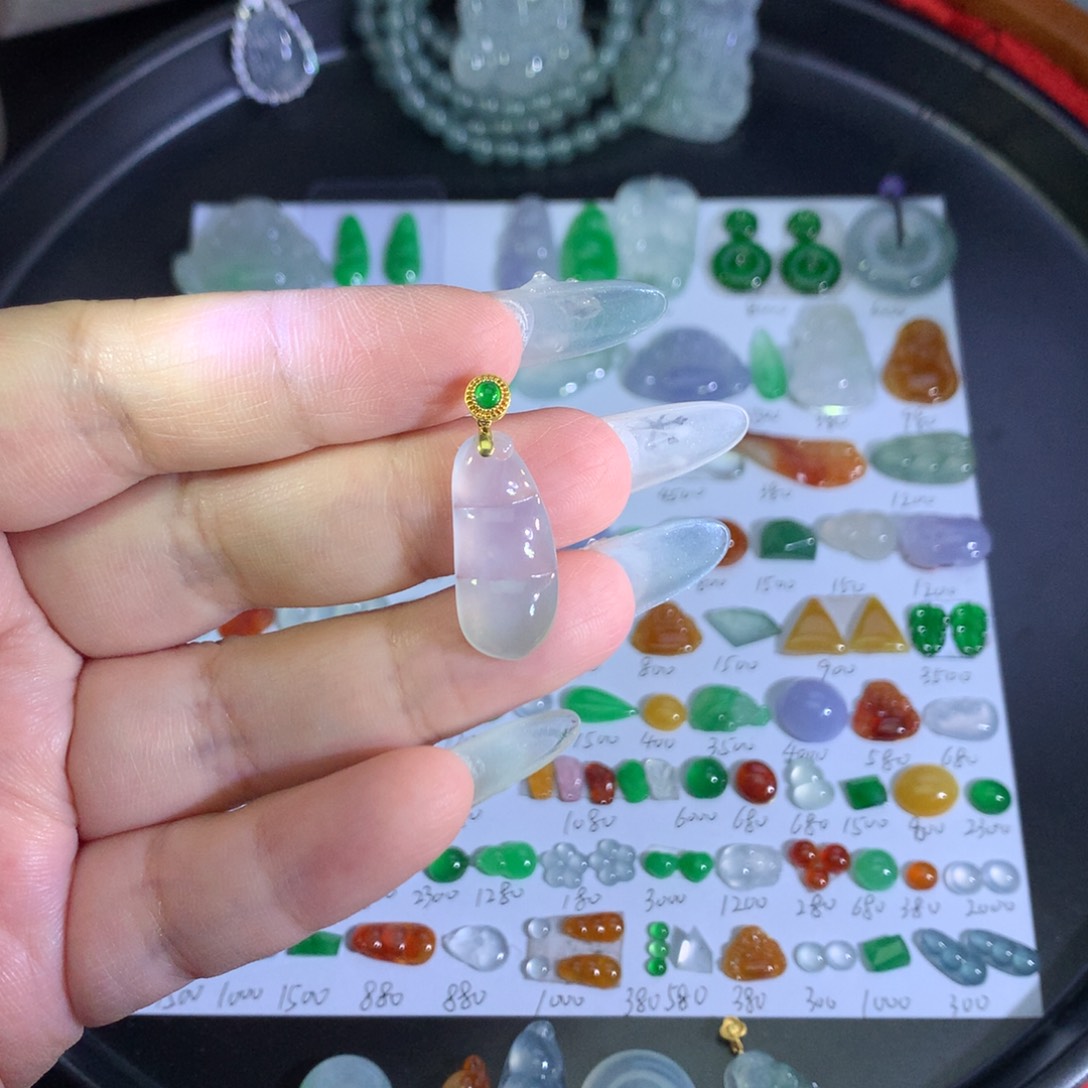 翡翠18K金镶嵌吊坠(不含链)