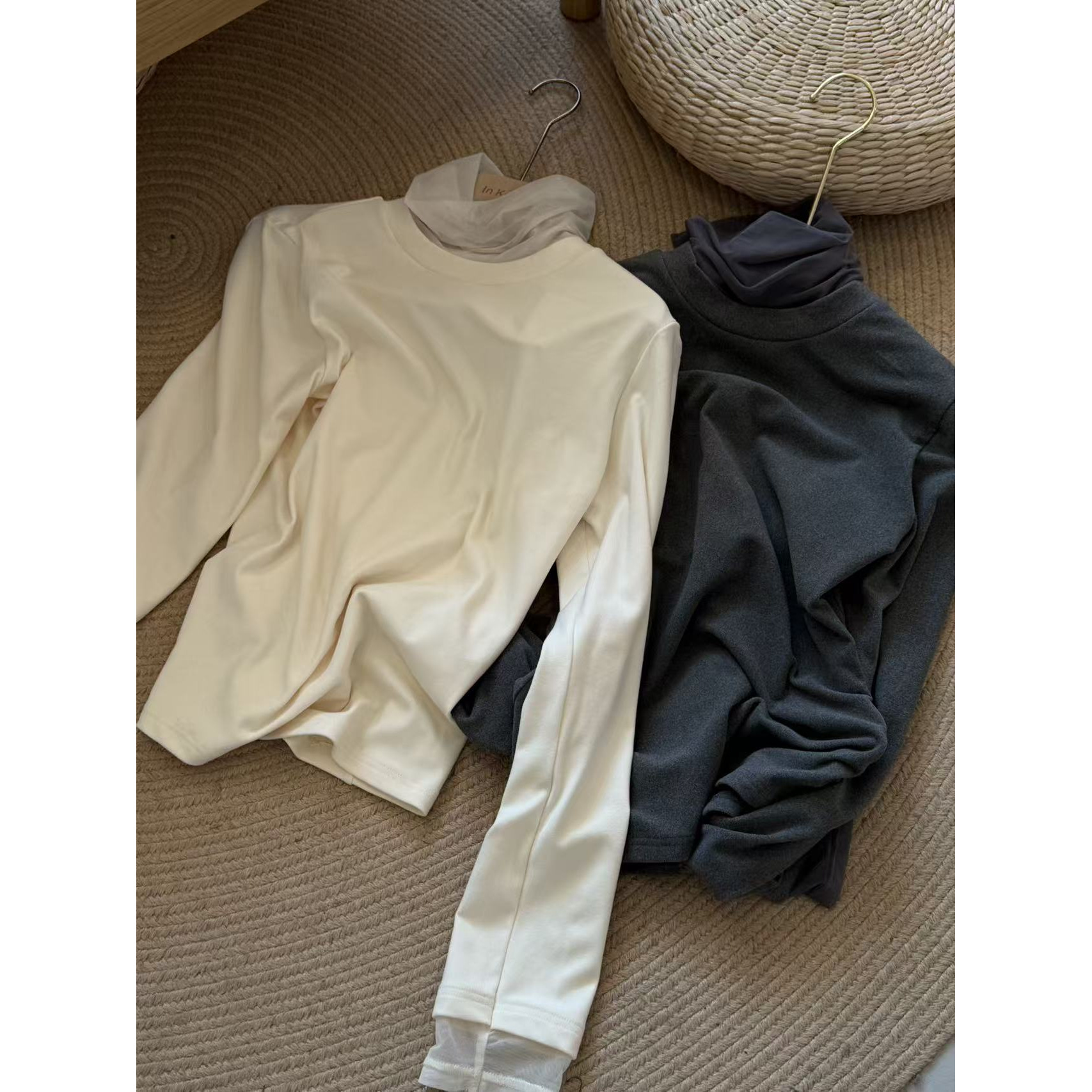 韩代.万能搭配德容假两件打底衫L25112848 L25112849