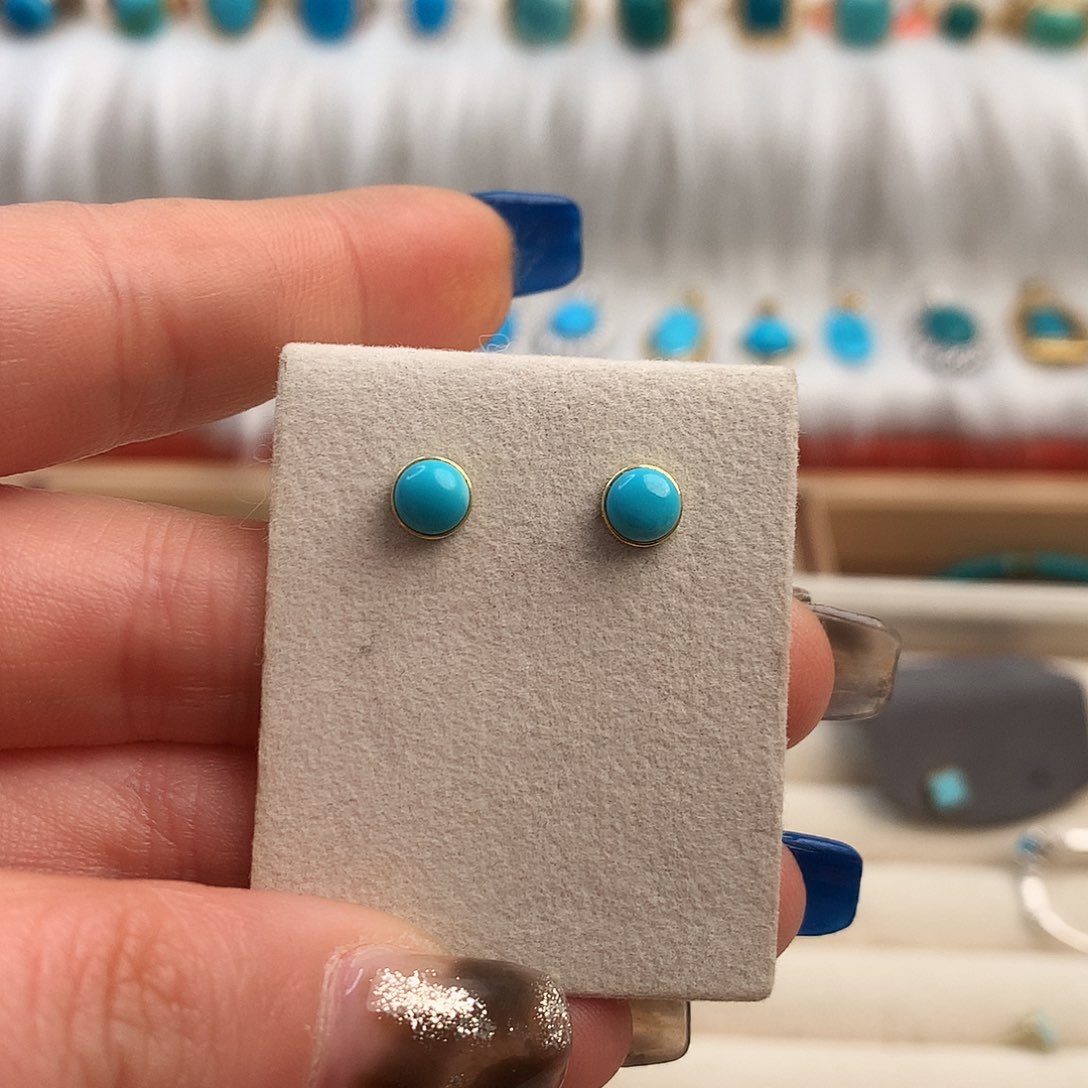 绿松石高定系列耳钉18K金镶嵌