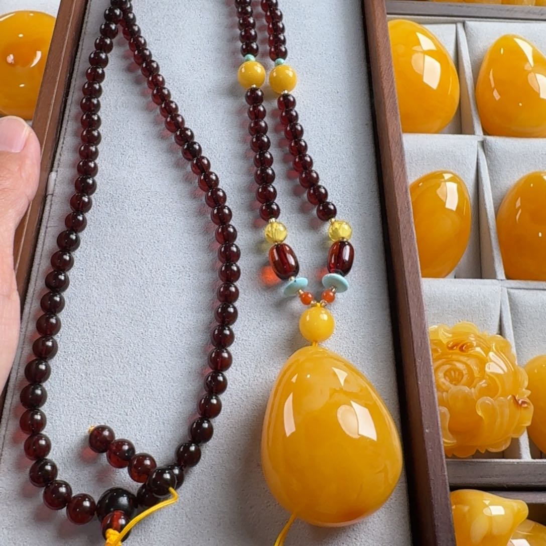 蜜蜡毛衣链未镶嵌