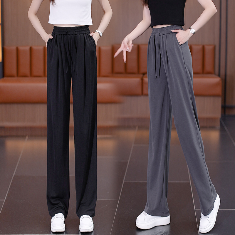 高腰垂感休闲直筒裤冰雪丝凉凉裤时尚夏季宽松直筒冰丝阔腿裤6820