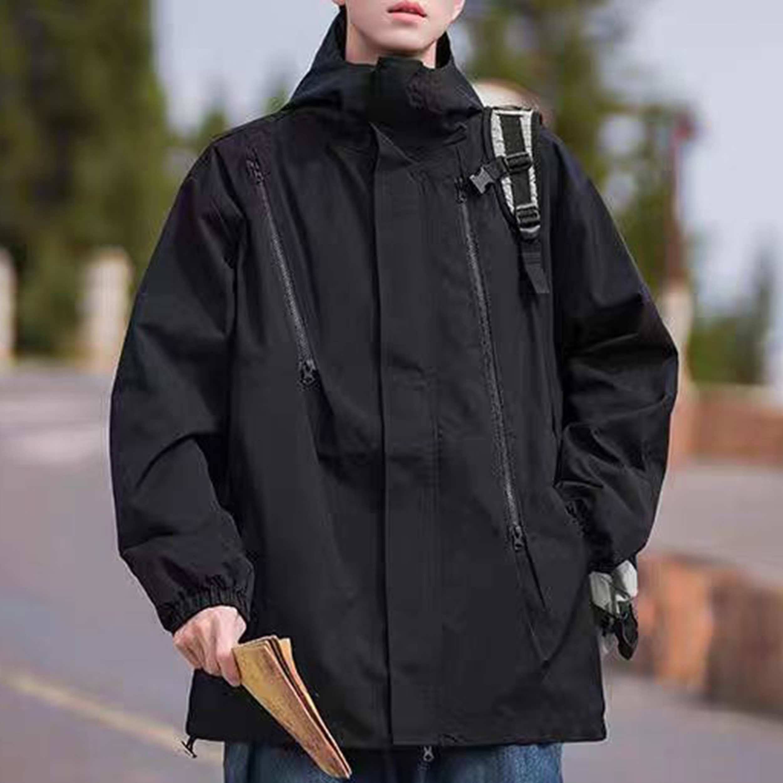 男女同款高颜值潮服春秋三合一宽松连帽运动休闲冲锋衣外套6C718