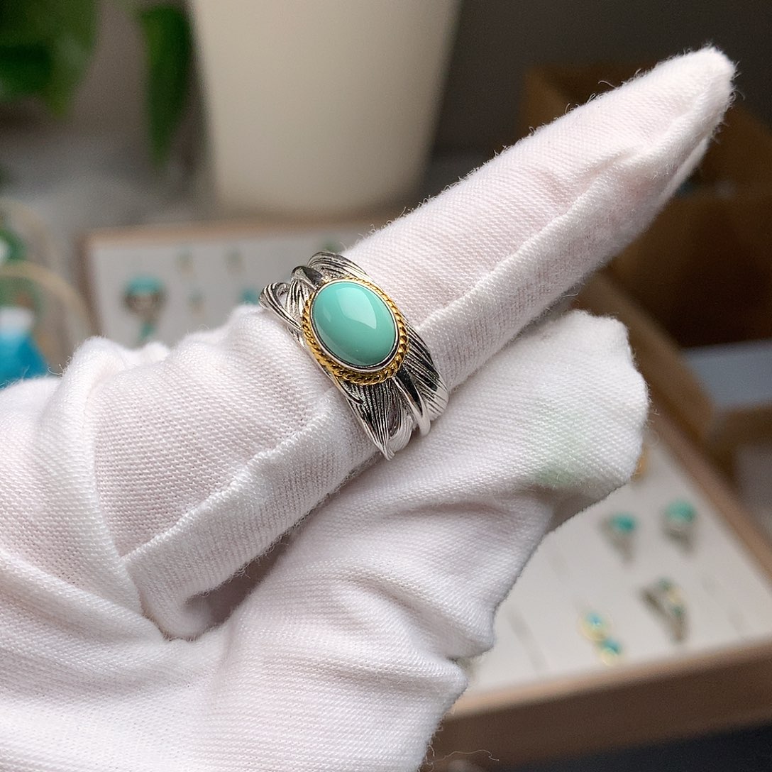 银S925镶嵌绿松石珠宝奇石