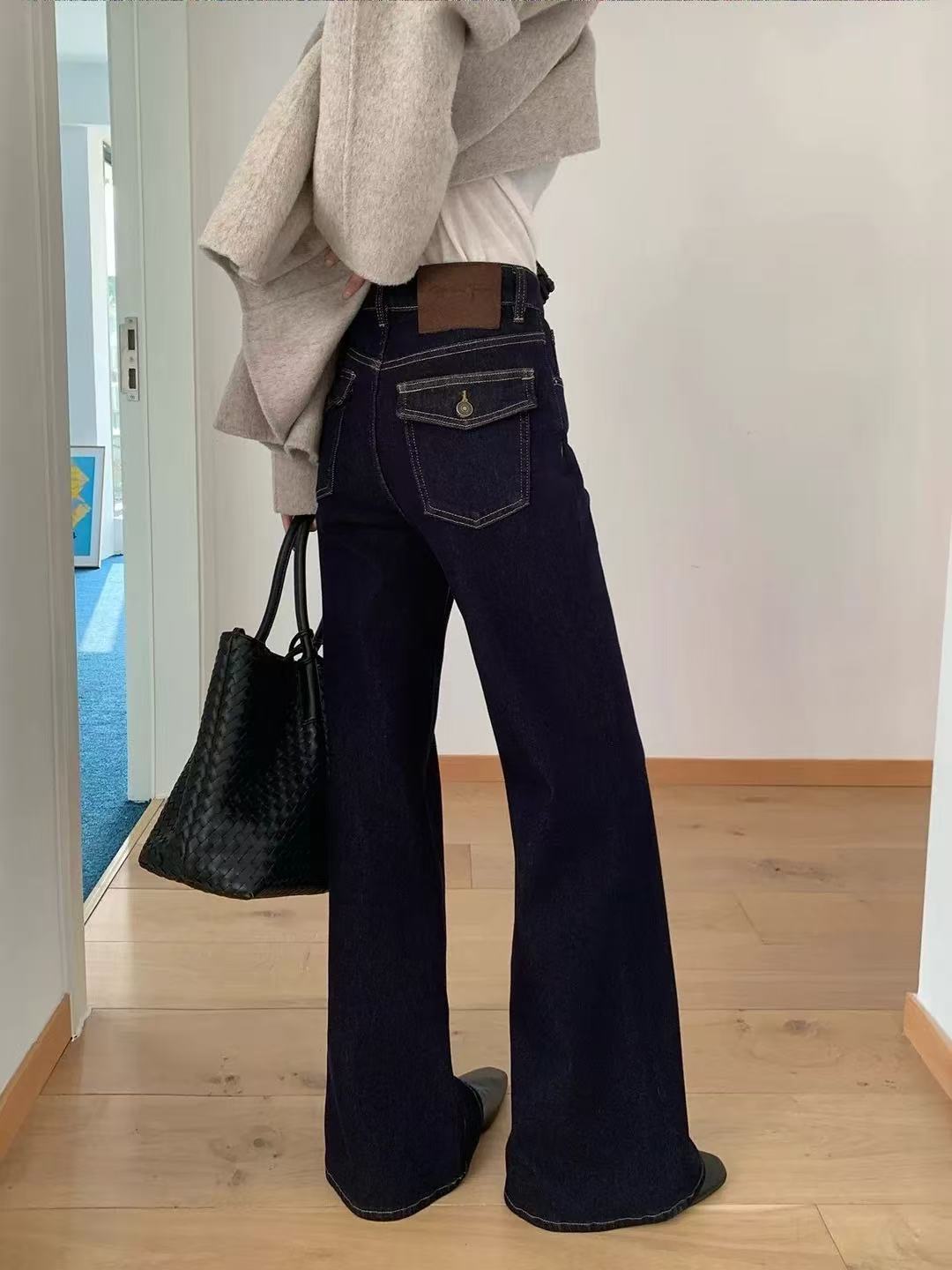 A-04【巨】高腰阔腿裤宽松秋冬款薄款拖地直筒裤子新款垂感长裤