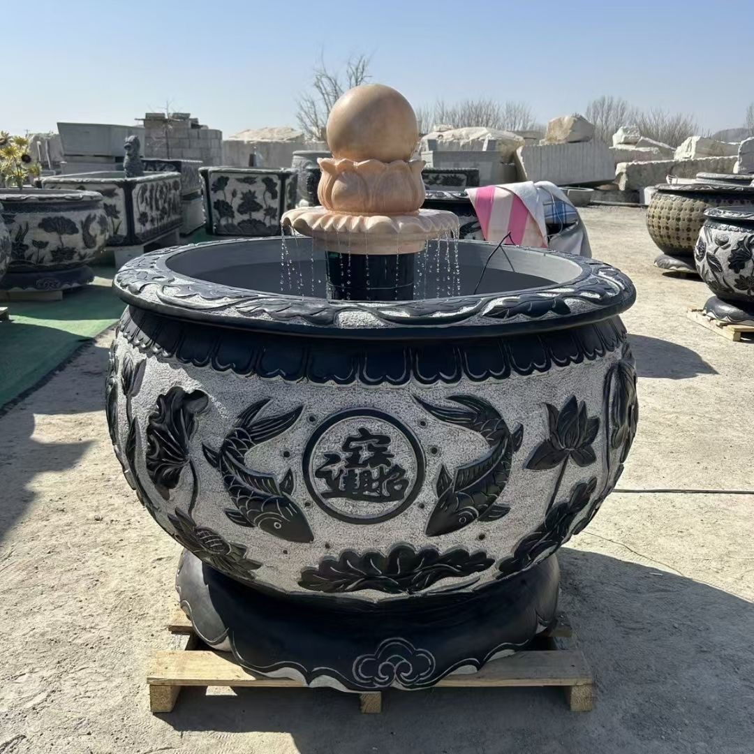 青石鱼缸花岗岩石缸大理石水缸汉白玉花盆自然石门海