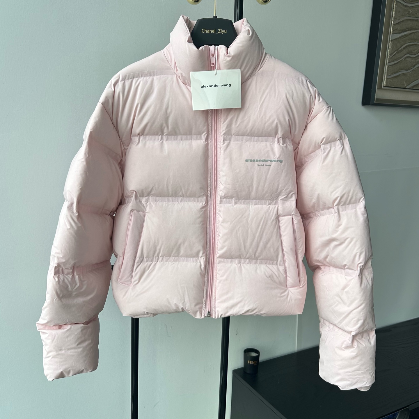 99新 ALEXANDER WANG 大王粉色羽绒服XS码