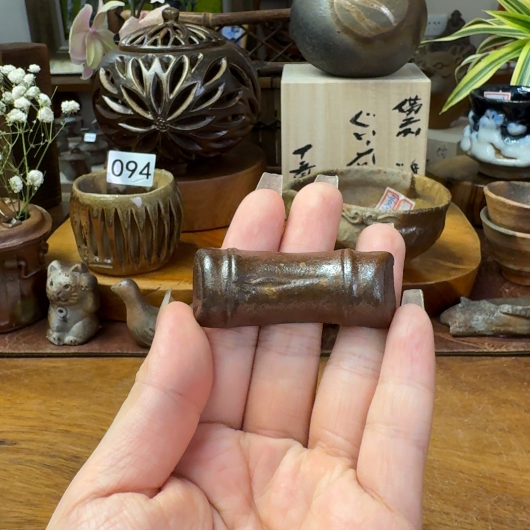 木***灵菅形基道备前烧竹节筷置福利一口价