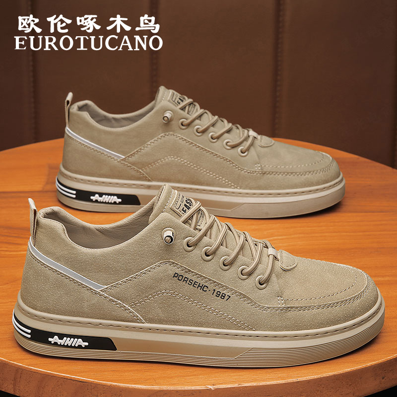 欧伦啄木鸟EUROTUCANO男鞋潮流百搭休闲板鞋子男款一脚蹬运动皮鞋