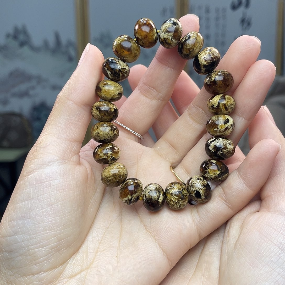 琥珀裸石未镶嵌12干白花