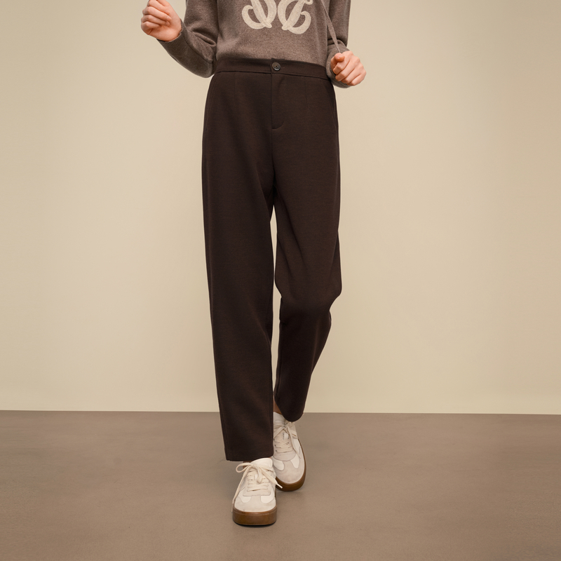 敦奴【小个子必备】高腰显瘦保暖加绒加厚羊毛锥形裤8U512103