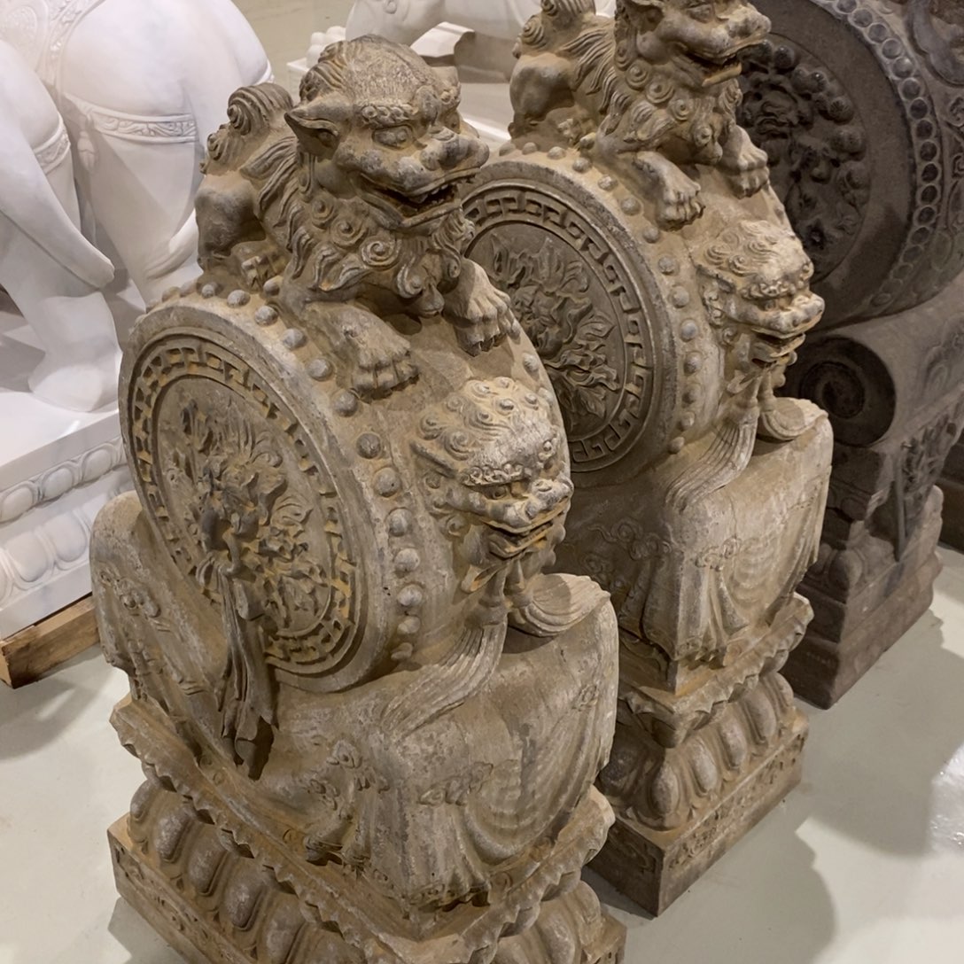 铭***行石材1米高狮子抱鼓石包邮不管卸车