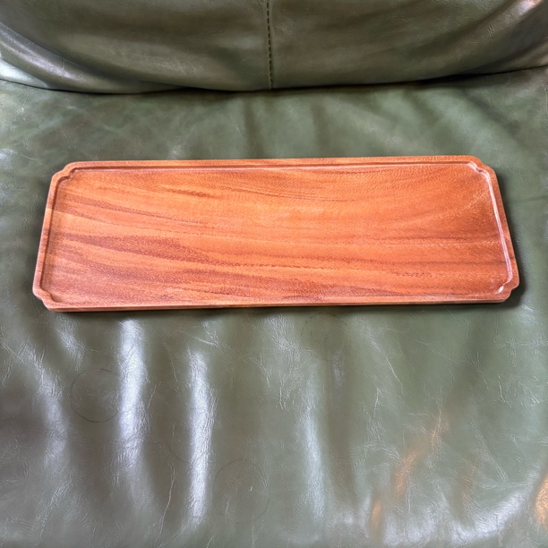 【微瑕处理】南美胡桃木花边长方干泡茶盘-39*14*2cm