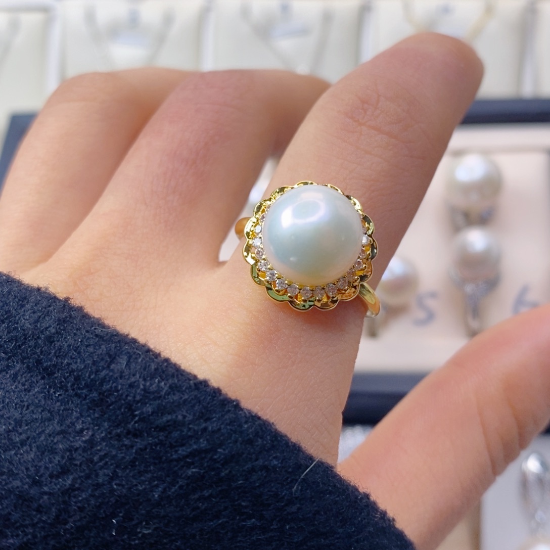 淡水珍珠戒指合金